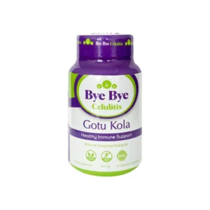 Frasco de suplemento Bye Bye Celulitis con Gotu Kola, diseñado para el soporte del sistema inmune y el bienestar de la piel.