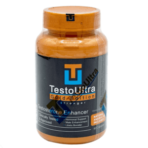 Frasco de Testo Ultra Gold, suplemento potenciador de testosterona.