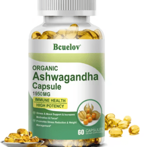 Suplemento BCuelov Ashwagandha 1950mg para reducir el estrés y mejorar el ánimo