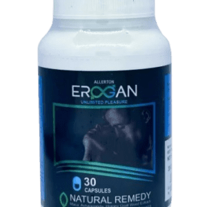 Frasco de Erogan Unlimited Pleasure, suplemento natural para hombres con maca, ashwagandha y ginseng